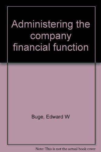 Book Administering the company financial function free