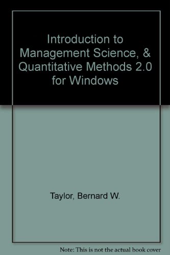 Book Introduction to Management Science, & Quantitative Methods 2.0 for Windows free