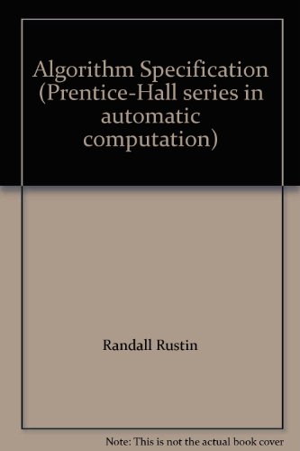 Book Algorithm Specification (Prentice-Hall Series in Automatic Computation) free