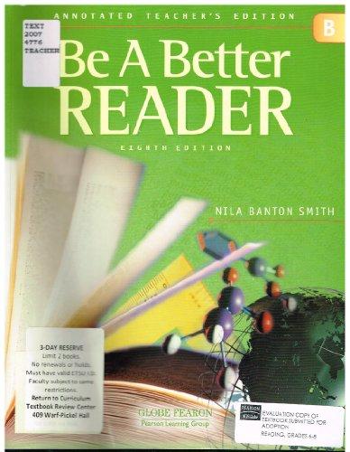 Book GLOBE FEARON BE A BETTER READER LEVEL B ANNOTATED TEACHER EDITION 2003C free