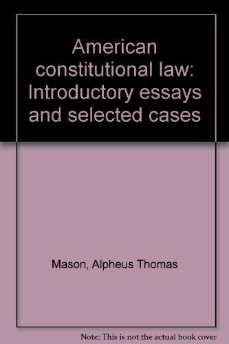 Book American Constitutional Law: Introductory Essays And Selected Cases free