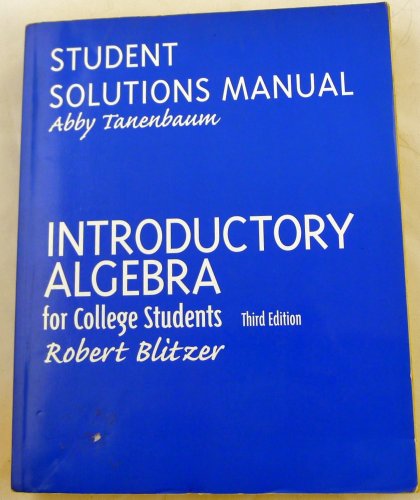 Book Introductory Algebra Student Solutions Manual free