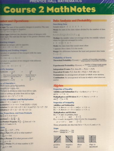Book Prentice Hall Middle Grades Math Course 2 Mathnotes Folders 10-pack 2004 free