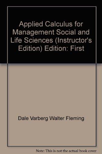 Book Applied Calculus For Management, Social, And Life Sciences (instructor's Edition) free