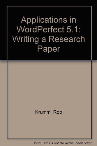 Book Wordperfect 5.1 Applied: Writing Research Papers free
