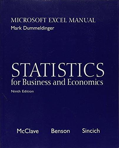 Book Statistics for Business and Economics: Microsoft Excel Manual (9th Ed, w/CD) free