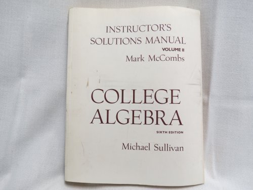 Book College Algebra - Instructor's Solutions Manual, Volume Ii (volume 2) free