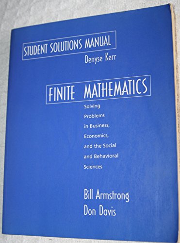 Book Finite Mathematics: Student Solutions Manual free