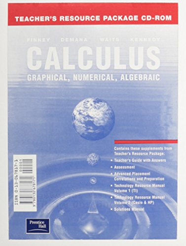 Book Calculus: Graphical, Numerical And Algebraic 2nd Edition Teacher's      Resource Package Cd-rom 2003c free