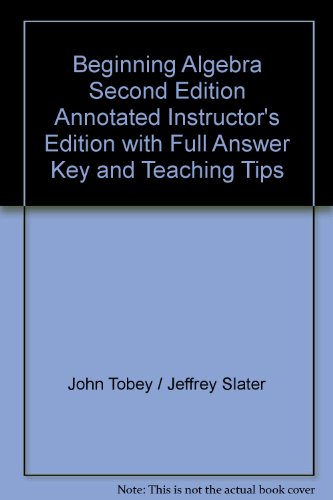 Book Beginning Algebra Second Edition Annotated Instructor's Edition with Full Answer Key and Teaching Tips free