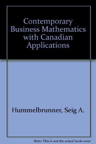 Book Contemporary Business Mathematics with Canadian Applications (6th Edition) free
