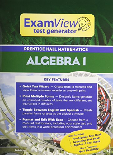 Book PRENTICE HALL MATH ALGEBRA 1 EXAMVIEW TEST GENERATOR BOOKLET WITH CD    2004C free