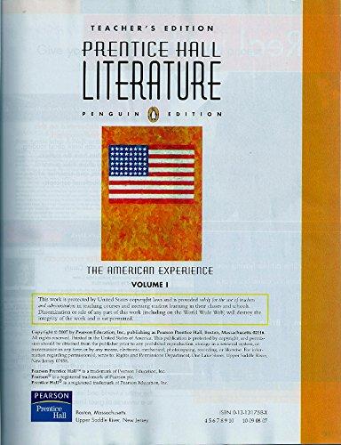 Book Prentice Hall Literature: Penguin Edition, The American Experience Teacher's Edition Volume 1 free