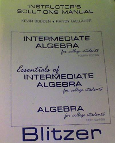 Book Intermediate Algebra for Collage Students (INSTRUCTORS SOLUTIONS MANUAL) free