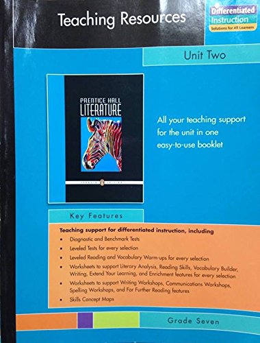 Book PRENTICE HALL LITERATURE PENGUIN EDITION TEACHING RESOURCES UNIT 2: SHORT STORIES GRADE 7 2007C free