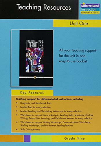 Book PRENTICE HALL LITERATURE PENGUIN EDITION TEACHING RESOURCES UNIT 1: FICTION AND NONFICTION GRADE 9 2007C free