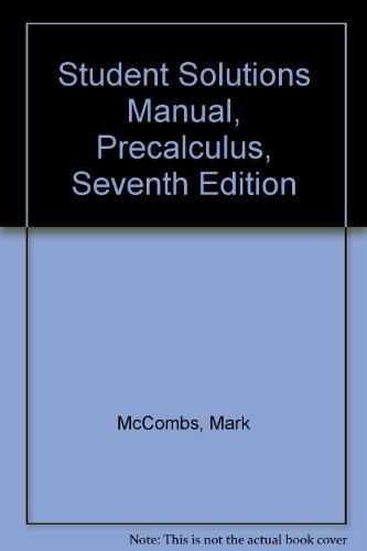 Book STUDENT SOLUTIONS MANUAL (TRIGONOMETRY A Unit Circle Approach) free