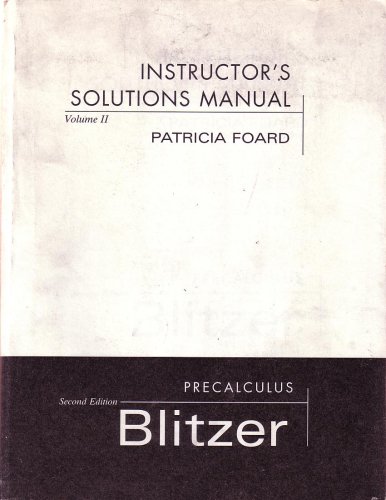 Book Instructor's Solutions Manual Precalulus Blitzer: Volume 2, Second Edition free