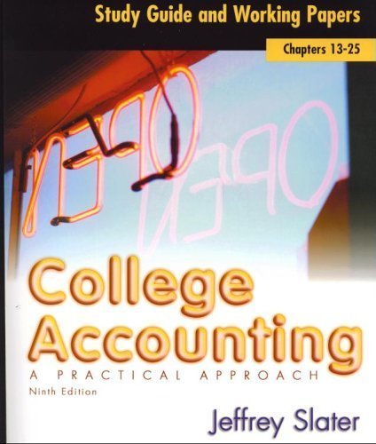 Book College Accounting a Practical Approach: Study Guide and Working Papers (Chapters 13-25) free