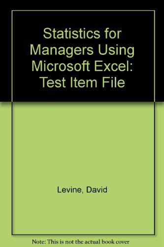 Book Statistics for Managers Using Microsoft Excel free