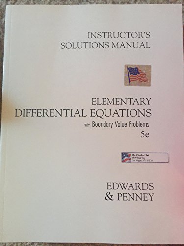 Book Instructor's Solutions Manual Elementary Differential Equations With Boundary Value Problems 5e Edwards & Penny free