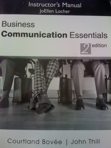 Book Business Communication Essentials (instructor's Manual 2nd Edition) free