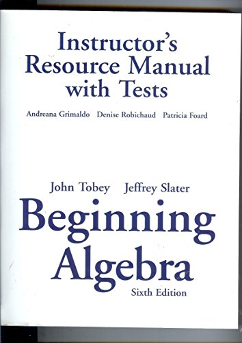 Book Beginning Algebra Instructor's Resource Manual with Tests free