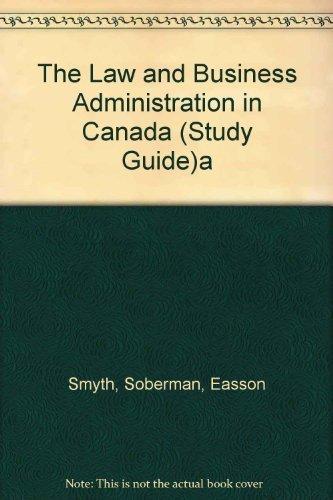 Book The Law and Business Administration in Canada (Study Guide) free