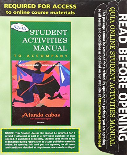 Book Quia Student Access Kit For Atando Cabos: Curso Intermedio De Español (3rd Edition) free