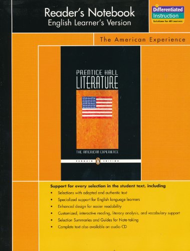 Book PRENTICE HALL LITERATURE PENGUIN EDITION READERS NOTEBOOK ENGLISH LEARNERS VERSION GRADE 11 2007C free