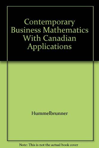 Book Contemporary Business Mathematics With Canadian Applications free