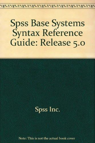 Book Spss Base Systems Syntax Reference Guide, Release 5.0 free