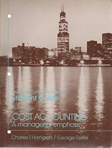 Book Student Guide Cost Accounting: A Managerial Emphasis free