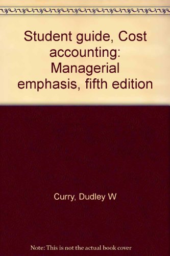 Book Student guide, Cost accounting: Managerial emphasis, fifth edition free