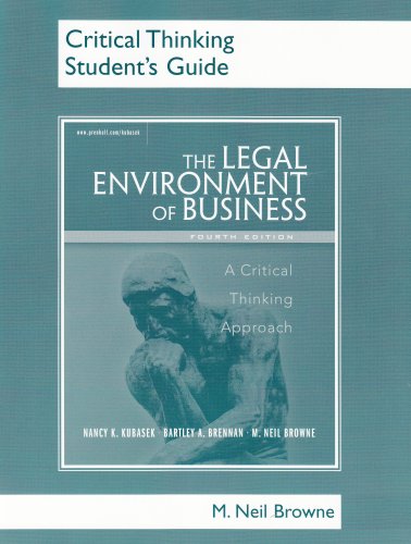 Book Critical Thinking Student's Guide for Legal Environment of Business: A Critical Thinking Approach free