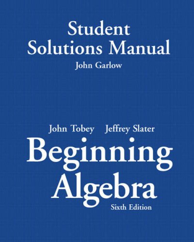 Book Student Solutions Manual: Beginning Algebra (sixth Edition) free