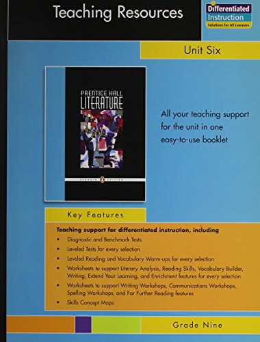 Book Teaching Resources, Unit Six, Grade Nine, Themes In Literature (prentice Hall Literature, Differentiated Instruction Solutions For All Ages) free