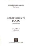 Book Solutions Manual for Introduction to Logic free