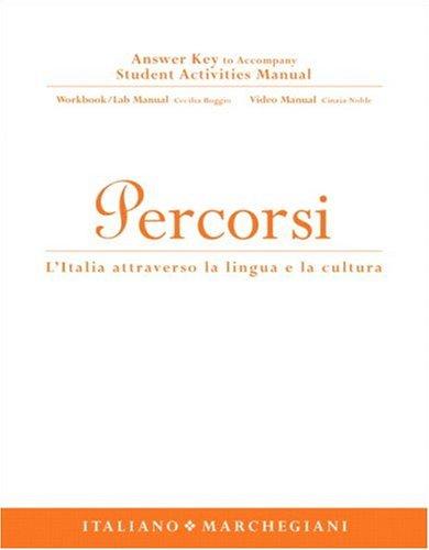 Book Answer Key to Student Activity Manual for Percorsi: L'Italia Attraverso La Lingua E La Cultura free