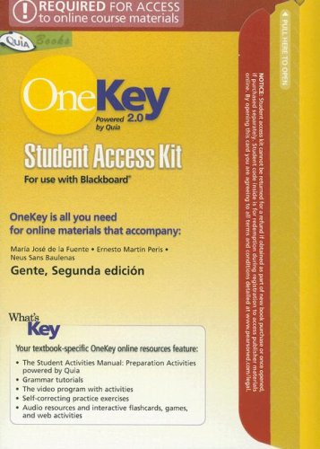 Book Student Access Kit For Onekey In Blackboard, Gente (2nd Edition) free