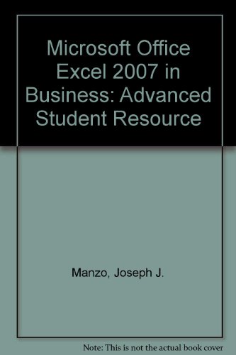 Book Microsoft Office Excel 2007 in Business Student Resource free