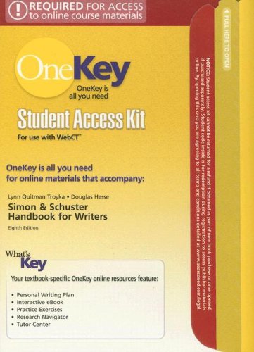 Book Onekey Webct, Student Access Kit, Simon & Schuster Handbook For Writers (8th Edition) free