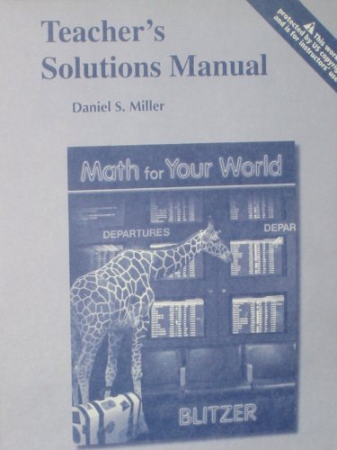 Book Teacher's Solutions Manual to accompany Blitzer's Math for Your World free