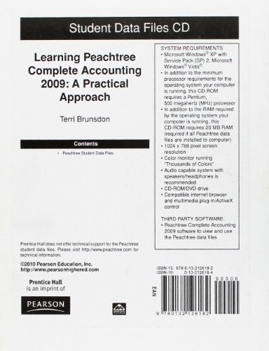 Book Student Cd For Learning Peachtree 2009, Learning Peachtree Complete Accounting 2009 free