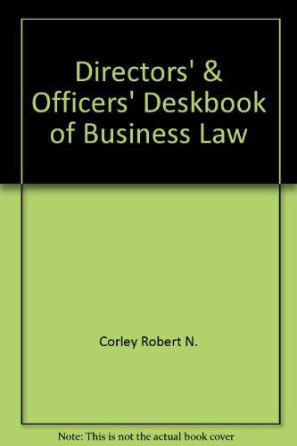 Book Director's And Officer's Deskbook Of Business Law free