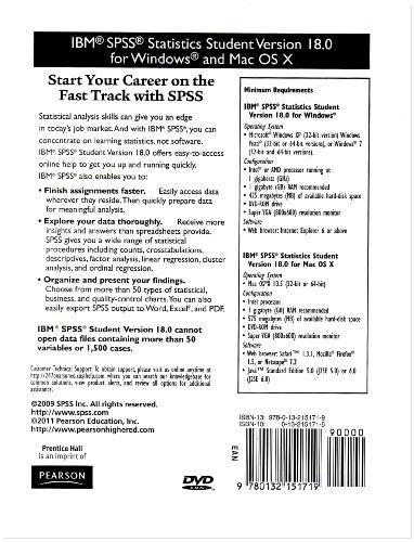 Book IBM SPSS Statistics Student Version 18.0 For Windows and Mac OS X free