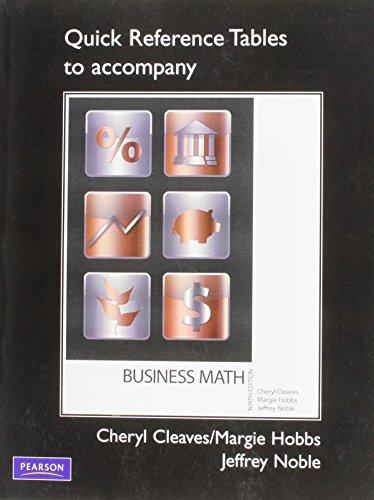Book Quick Reference Tables for Business Mathematics free