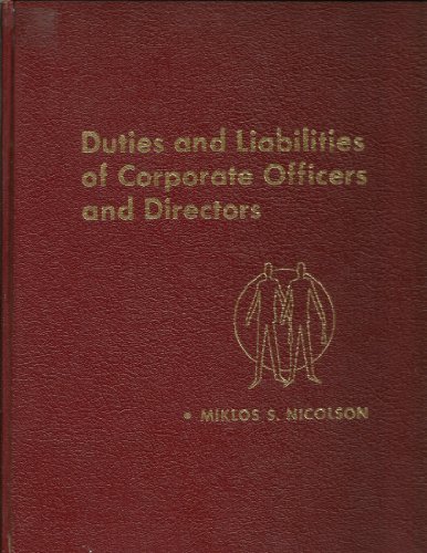 Book Duties And Liabilities Of Corporate Officers And Directors free