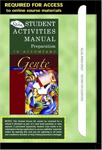 Book Quia Sam Preparation Student Access Kit, Gente (2nd Edition) free