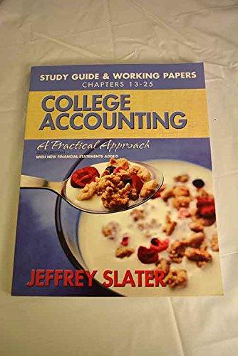 Book College Accounting: Study Guide & Working Papers, Chs. 13-25 (Chapters 13-25) free